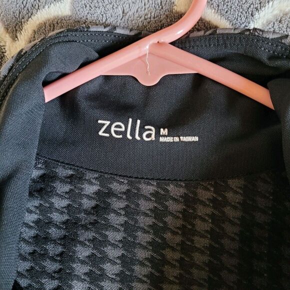 Zella Performance Jacket Size Medium Houndstooth Zip Pockets Stretchy Active Euc - Picture 2 of 5